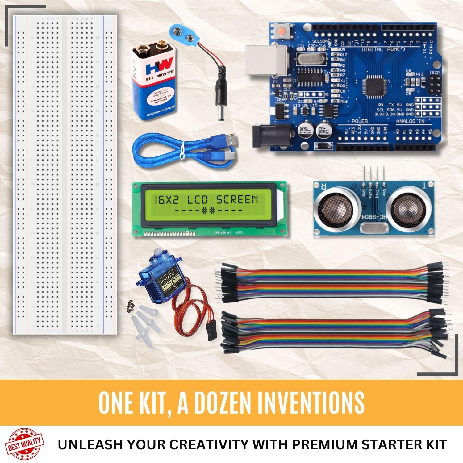MIROS スターターキット DIY Ultrasonic Distance Sensor Starter Kit for UNO R3, LCD1602